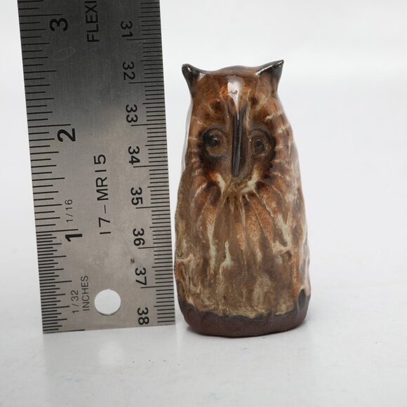 Vintage Ceramic Owl Figurine Brown Retro Sculpture Bird of Prey - Picture 4 of 6
